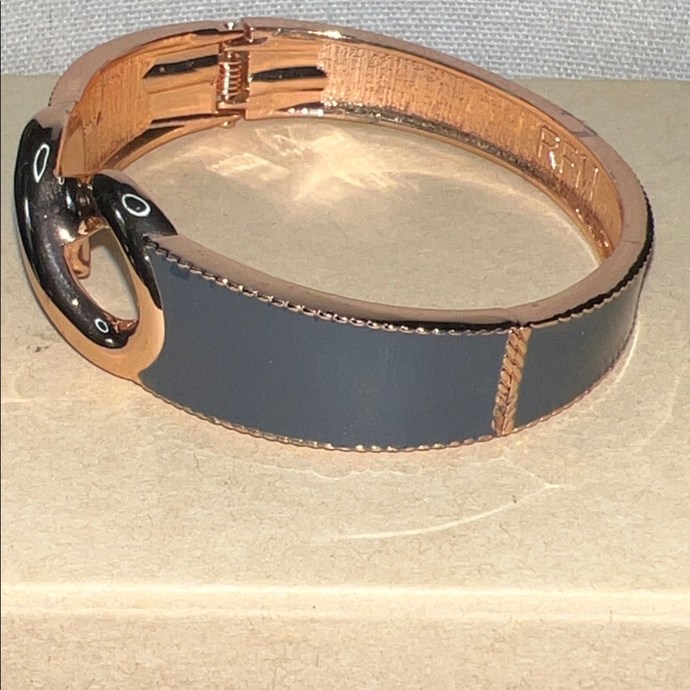 RFM stamped grey and rose gold hinge bracelet - Picture 3 of 4
